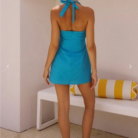 NWT Runaway the Label Blue halter mini dress - Picture 2 of 6